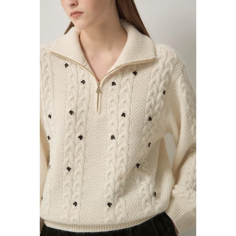 

Commuter Sle Knitted Woolen Top Stand Collar Elastic Versatile Long Sve Women's Faion Korean Version Single Piece Wint...