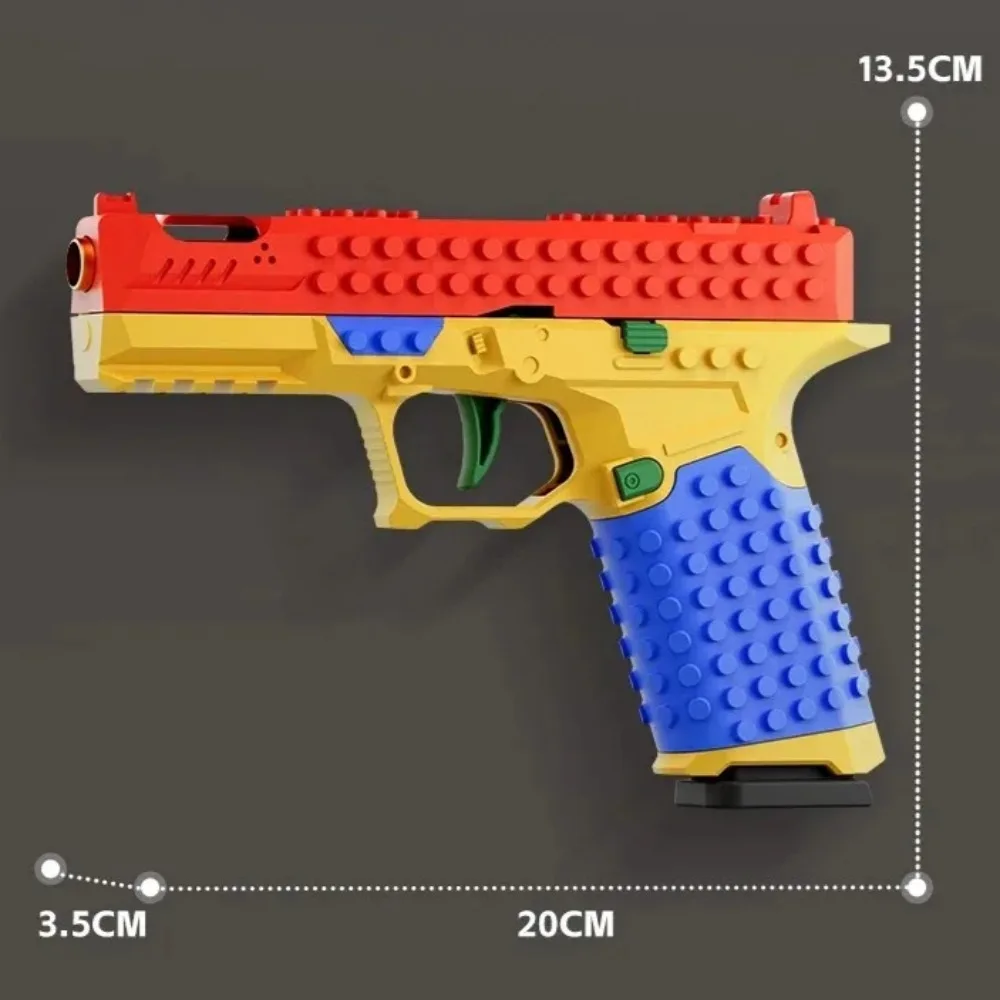 Dauerfeuerndes Baustein-Spielzeugpistolen-Set mit Hülsenauswurf, Airsoft-Blowback, leere Hängepistole, Outdoor-CS-Waffe für Jungen und Erwachsene – Detail 10