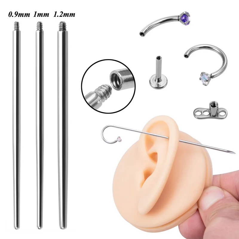 1pc Surgical Steel Insertion Pin Taper Threaded Ear Labret Lip Nose Nipple Dermal Pull Pin Tools Fashion Body Piercing Jewelry