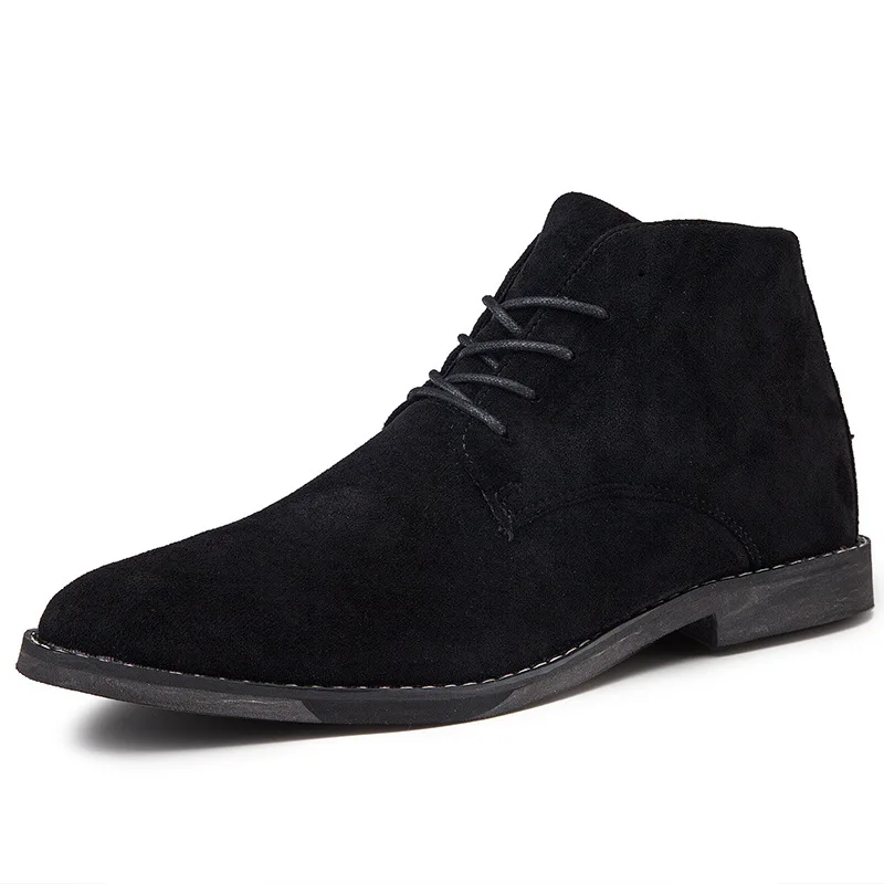 Casual Men Chukka Boots Lace-up High Tops Shoes Suede Walking Shoes