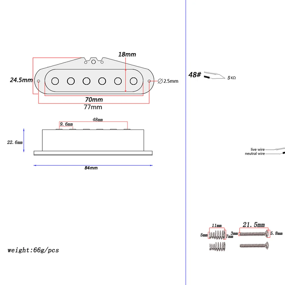 

Single Coil Humbucker for Electric Guitar Black Metal 50mm Neck Rail Fixed Circuit Board Guitar Accessories Clear Dynamic Sound