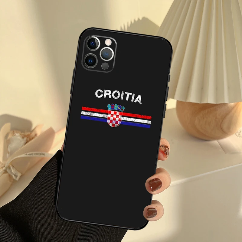 Croatia flag Case For iPhone 11 12 13 14 15 16 Pro Max Cover For iPhone 13 12 Mini XR X XS Max Plus