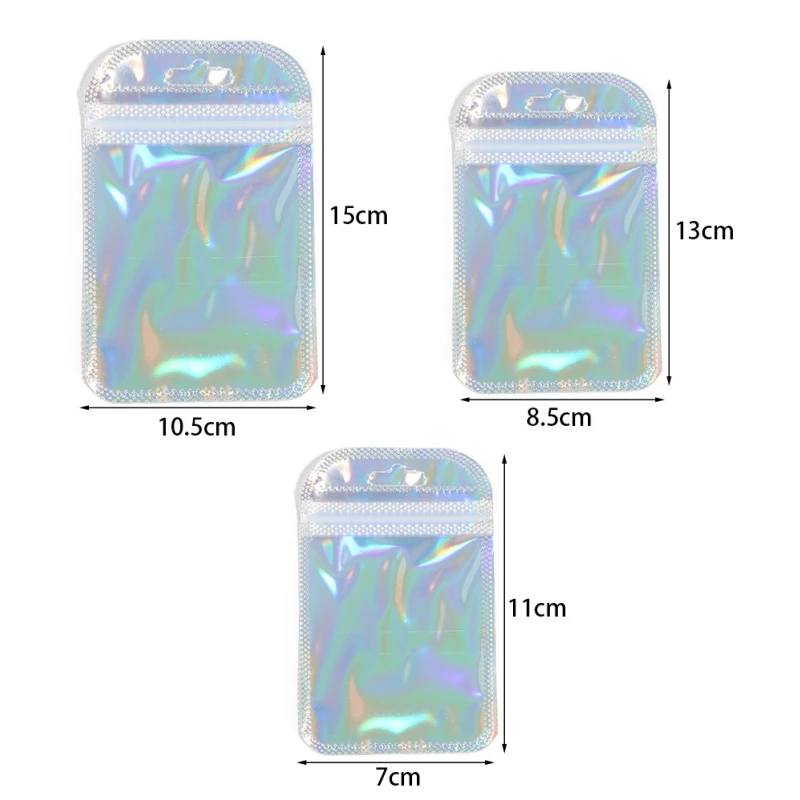 50 Stück/Lot Laser-Ziplock-Beutel Wiederverwendbare Transparente Plastikbeutel für Geschenke, Nagelkunst, Ornamente, Verpackung, Aufbewahrung, Schmuck-Präsentationsbeutel – Detail 1