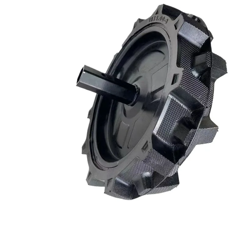 Tubeless Solid Tiller Tail Wheel Assembly Anti-Puncture Wear Resistant Walking Tire with Shaft for Rotary Cultivator