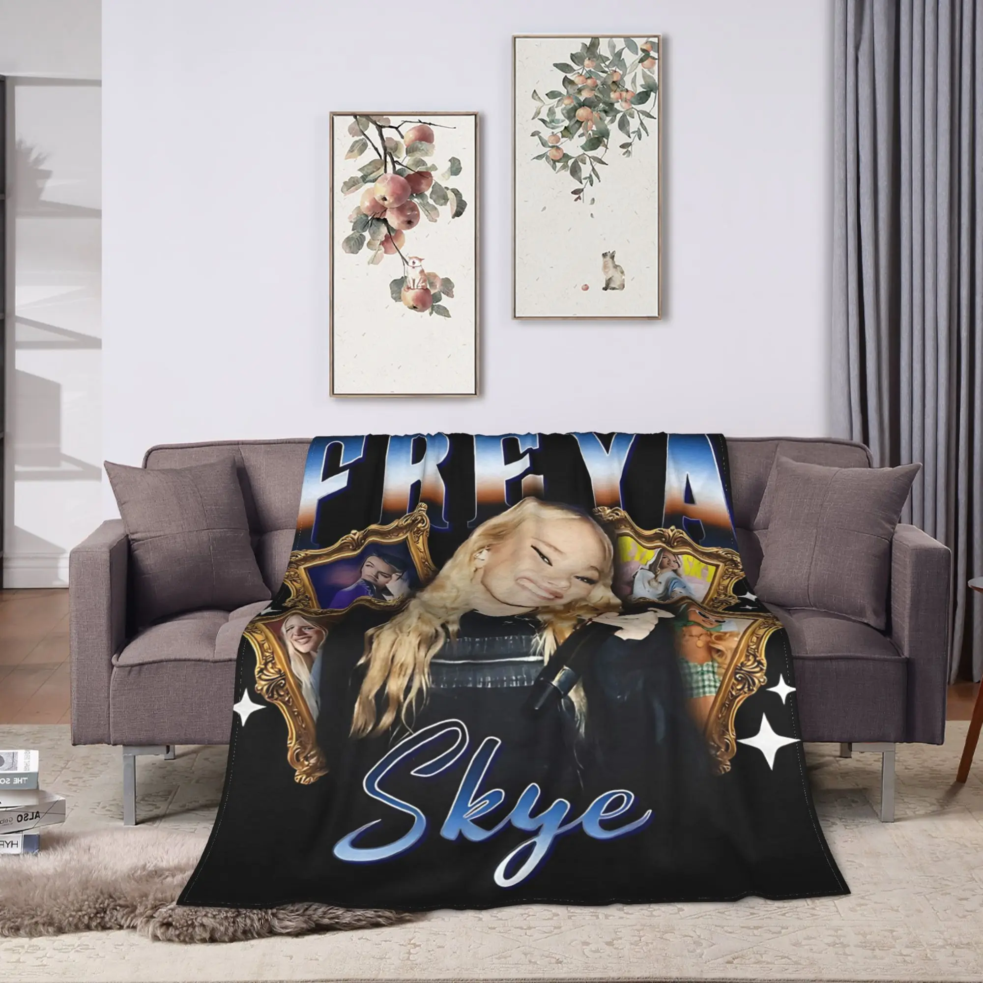 Freya Skye Vintage Fan Warm Blankets  Casual Travel Car Bedding Throws Couch Bed Flannel Bedspread Sofa Bed Cover