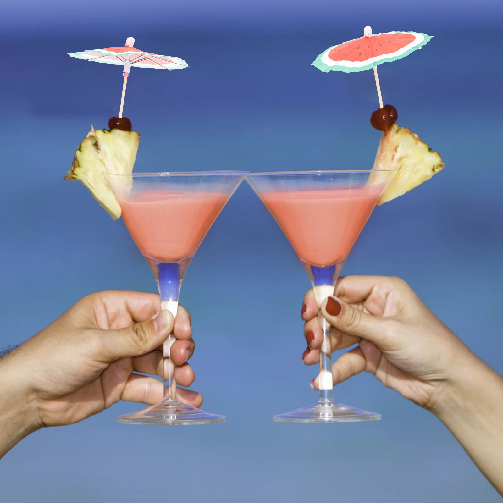 

100Pcs Parasol Umbrella Picks Paper Cocktail Fruit Drink Sticks Creative Food Picks for Party Wedding Events Food Sticks