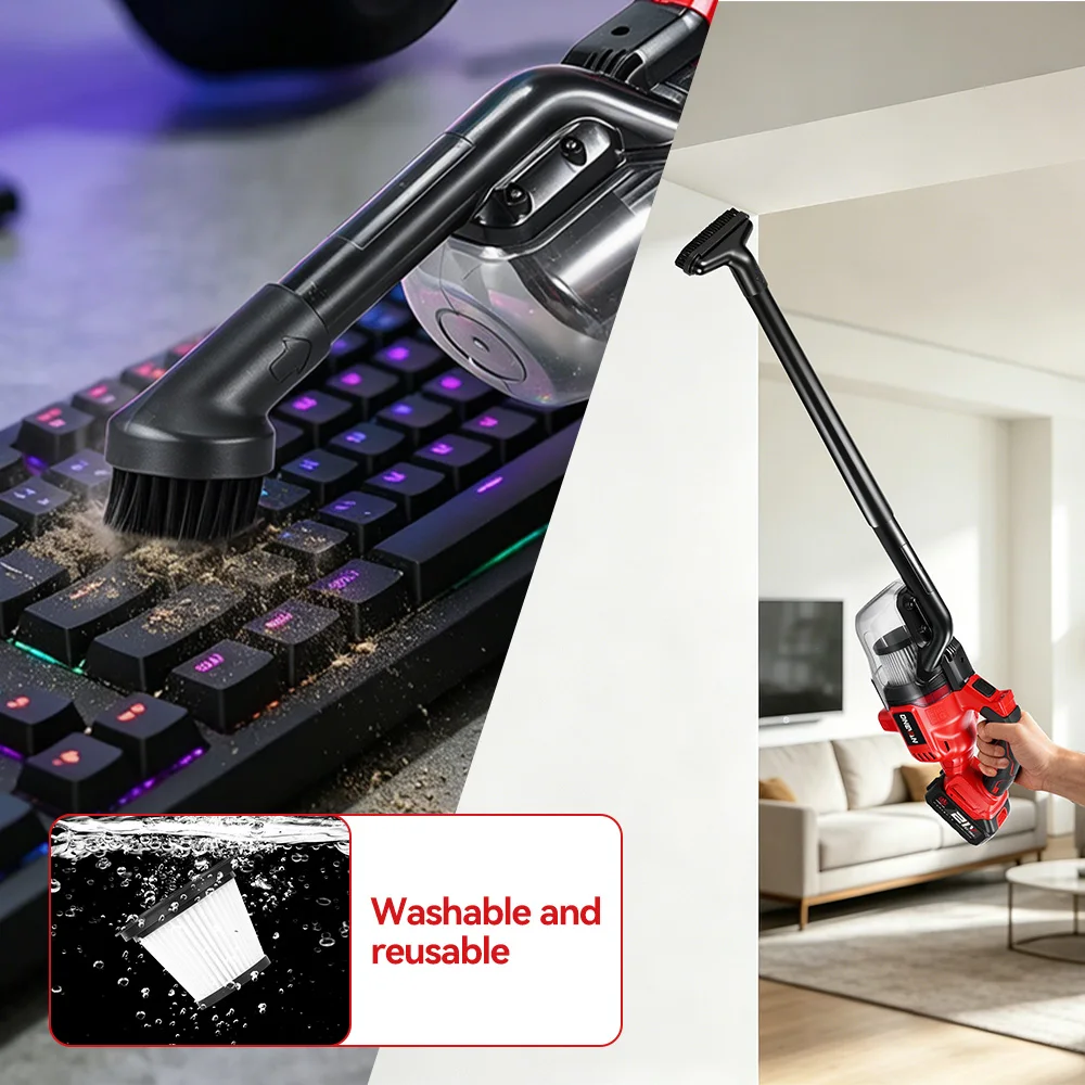 ONEVAN 16KPA Elektrischer Staubsauger 6-in-1 Kabelloser Handstaubsauger für Zuhause Boden Tierhaar Reinigungsgerät für Makita 18V Akku – Detail 12