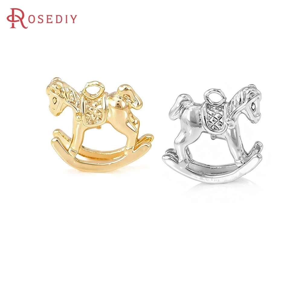 

4PCS 13x14MM 18K Gold Color Brass Horse Charms Pendants High Quality Diy Necklace Earrings Jewelry Making Accessories