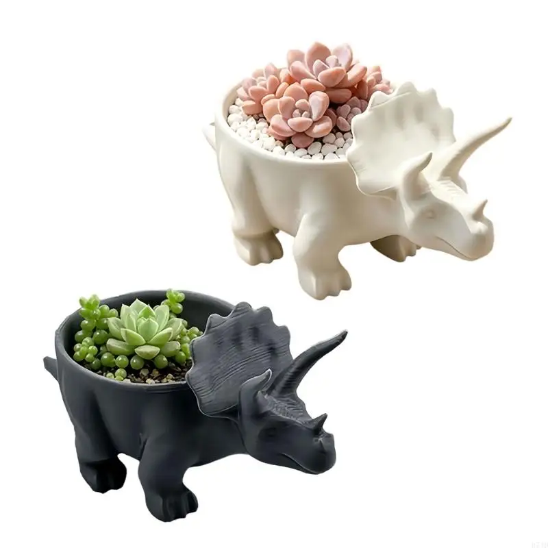 Horned Figure Flower Pot, Small Tabletop Holder for Indoor Desk, Shelf or Coffee Table Home Accent, Single Piece 37JD