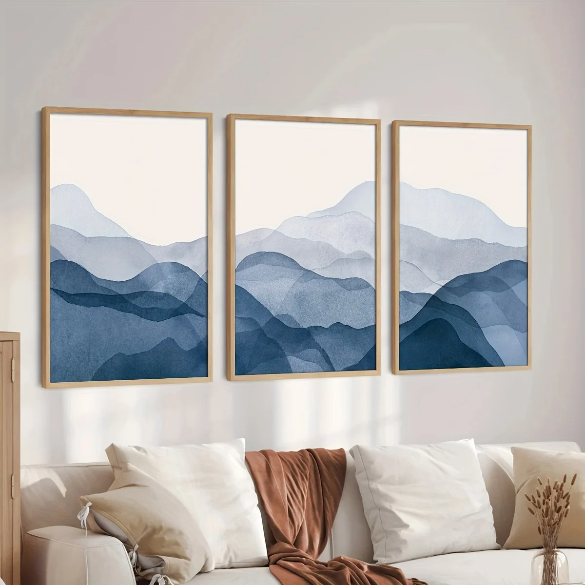 

3pcs/set Nordic Modern Watercolor Mountains Abstract Painting Frameless Wall Art Canvas Poster Home Decor Print Waterproof