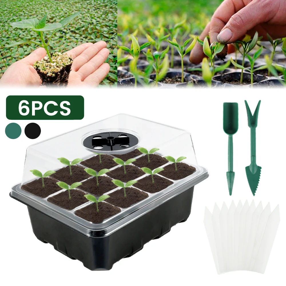 

6 шт., пластиковые подносы для выращивания семян, 12 отверстий