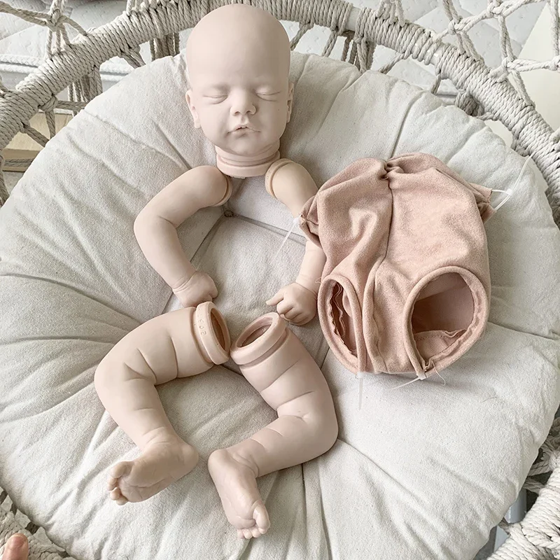 18inches Reborn Doll Kit Sam Newborn Sleeping Baby Unfinished Unpainted Reborn Doll Parts with Cloth Body Muñecas Kit Reborn