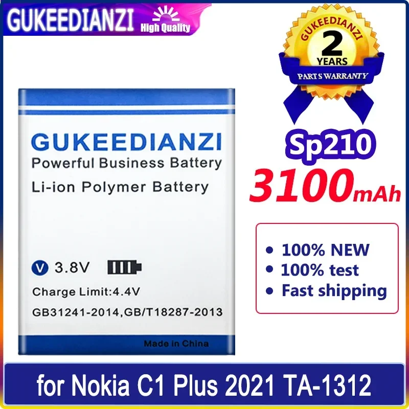 GUKEEDIANZI Battery SP210 3100mAh for Nokia C1 Plus 2021 TA-1312 Batteries