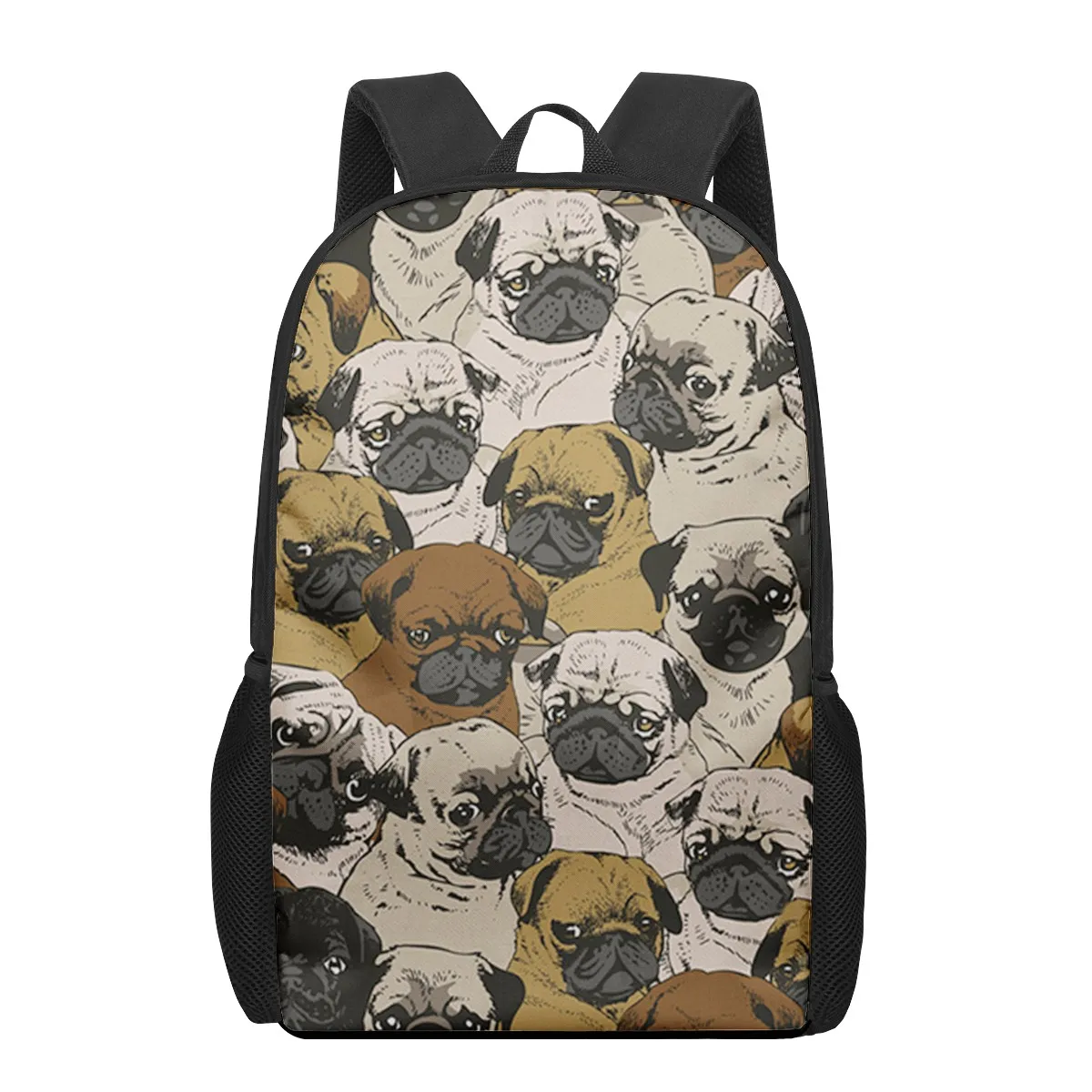 Lovely Pug สัตว์เลี้ยงสุนัขรูปแบบกระเป๋าเป้สะพายหลังกระเป๋าหนังสือเด็กกระเป๋าสะพายสบายๆวัยรุ่น Boys Girls กระเป๋าแล็ปท็อปกระเป๋าเดินทาง Rucksacks