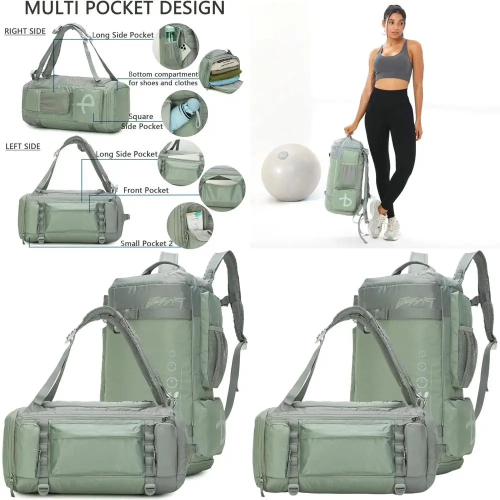 

Рюкзак-трансформер 2-в-1 для спортзала и путешествий с отделением для обуви — 32 л, водонепроницаемый, очень большой, для женщин, подходит для тренировок