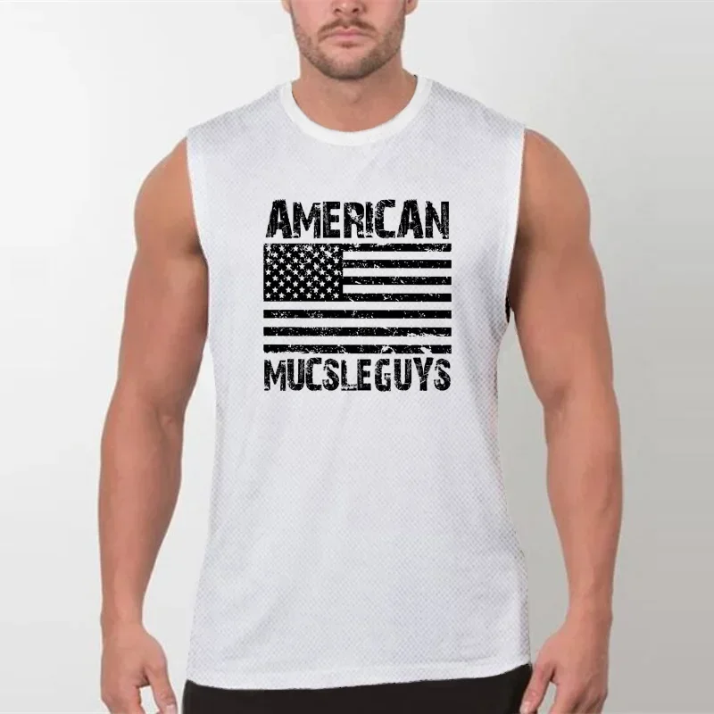 Men's Running Vests Athletic Quick Dry Mesh Sleeveless Tank Top Breathable Moisture Wicking Gym Workout Training Shirt For Men