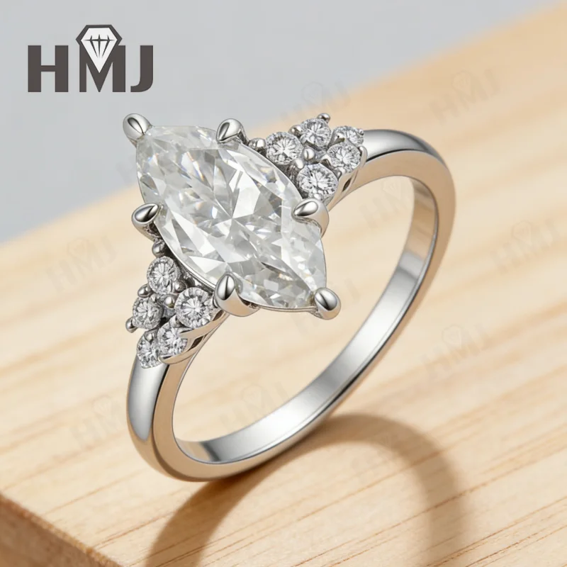 Marquise-Ring 1,5CT Moissanit-Diamant 925 Sterling Silber Party Brautschmuck Jubiläumsgeschenk für Frauen Großhandel Charms – Detail 9