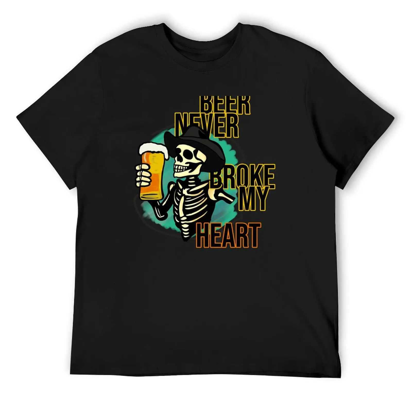

Skull with beer T-Shirt anime figures vintage Men's t shirts