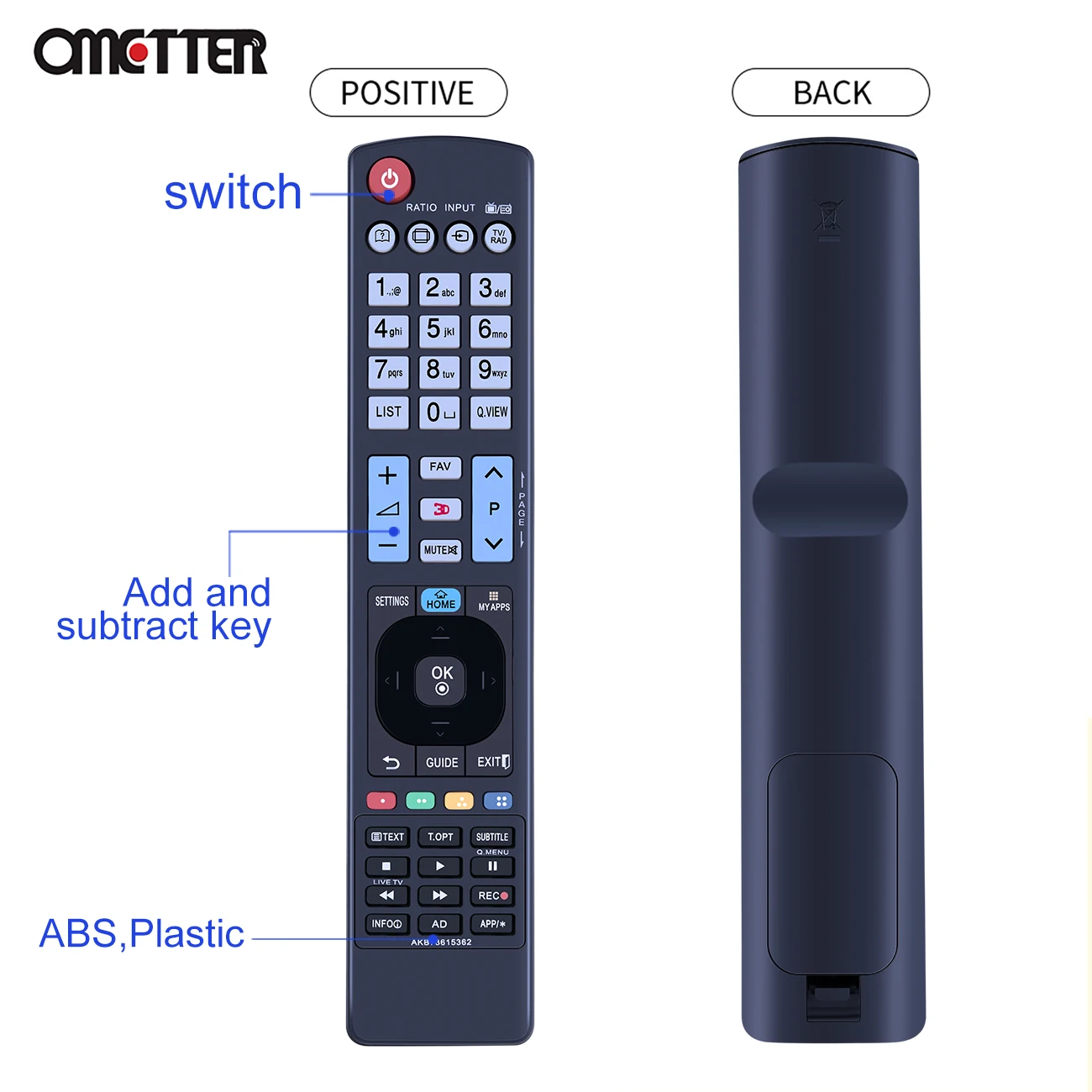 AKB73615362สำหรับ4K ทีวีจอแอลซีดีรีโมทคอนโทรล42PM470T-ZA 50PM4700-ZA 50PM470S-ZA 50PM470T-ZA 50PM6700-ZA 50PM670T-ZA 50PM670S-ZD