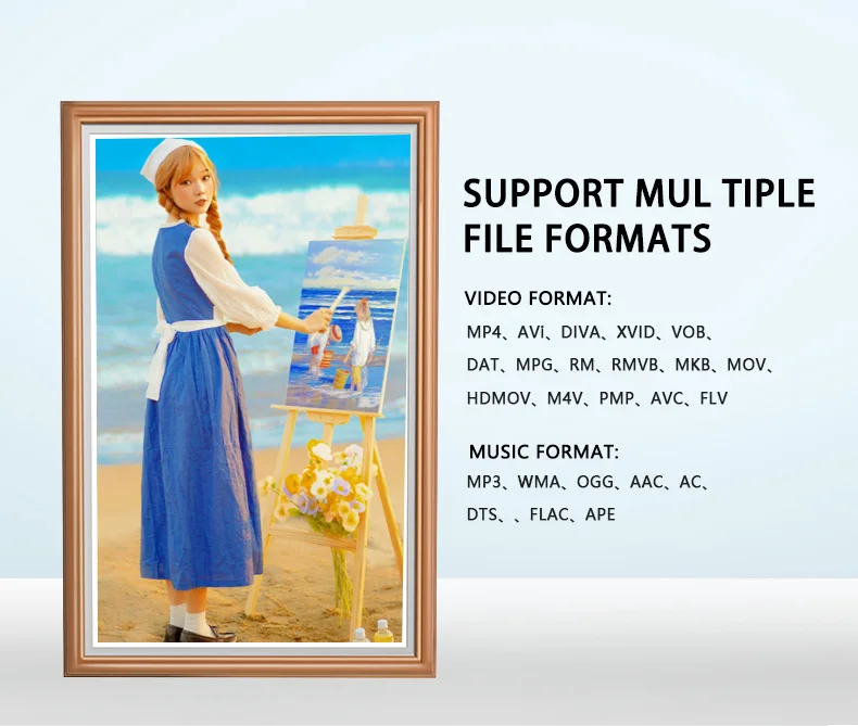 Large Size Art Screen Digital Picture Art NFT 4K Video Playback Memory Display Gallery Wifi Multi-OSD LCD Digital Photo Frame 43