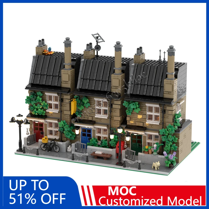 3717 PCS City Engineering Terraced Houses MOC Customize Modular Building Block Design Technology Simple DIY Christmas Toy Gift