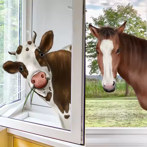 M23 Cattle Horses Animals Wall Sticker Window Background Home Decoration Mural Living Room Wallpaper Funny Decal