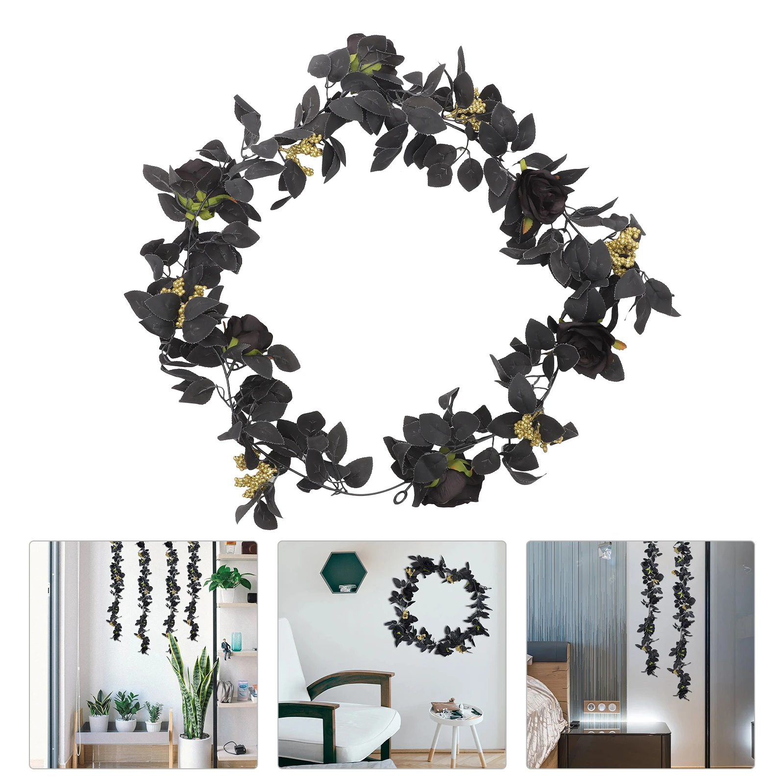 

1pc Artificial Black Hanging Imitation Vine Indoor Party Home Spring Hanging Halloween Plants Simulation Decor