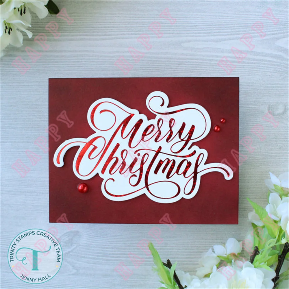 Metal Cutting Hot Foil Foiled Christmas Sentiment Template DIY Scrapbook Album Paper Card Decoration Embossing Craft Handmade