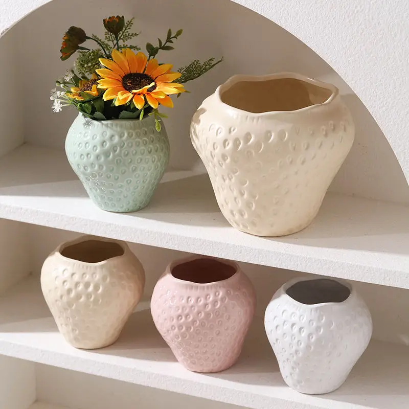 Europäischen Stil Keramik Erdbeere Vase Bunte Topf Ornamente Wohnzimmer Esstisch Hydrokultur Blumen Ware Erdbeere Vase