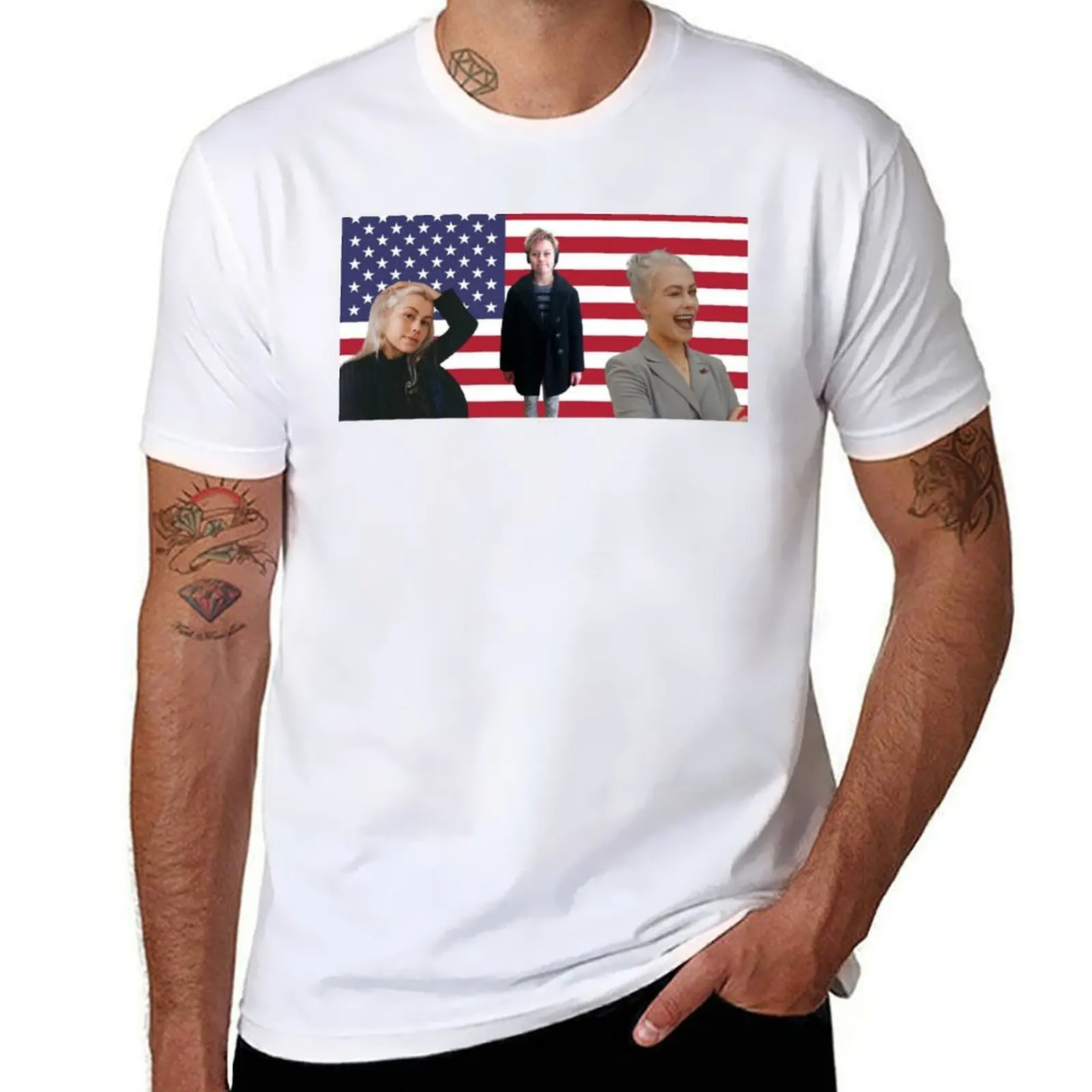 

phoebe bridgers american flag design T-Shirt t shirts cotton 100% black cotton t-shirt plain for man package T-Shirt