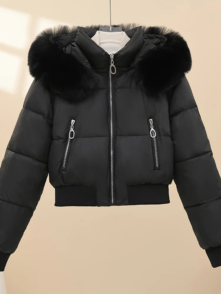 여성용 안감 탈부착 가능한 모자 또는 루즈핏 코튼 재킷 겨울 아우터웨어 한국 스타일 버튼 디테일 지퍼 클로저