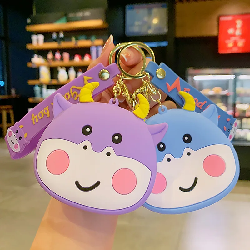 HOT SALE Cartoon Kawaii Calf Silicone Coin Purse Fashion Trend Cute Calf Storage Wallet Keychain Charm Children's Birthday Gifts