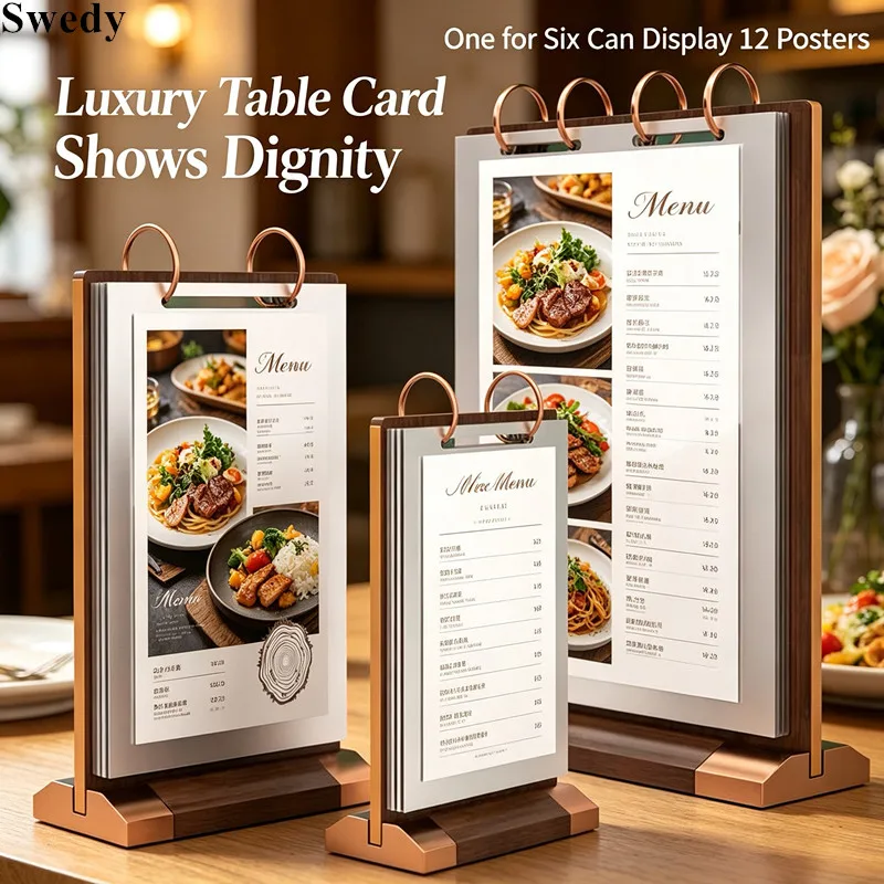 2 PCS A5 148X210MM Page Turning Acrylic Sign Holder Display Stand Restaurant Acrylic Menu Paper Stand Photo Flyer Poster Frames