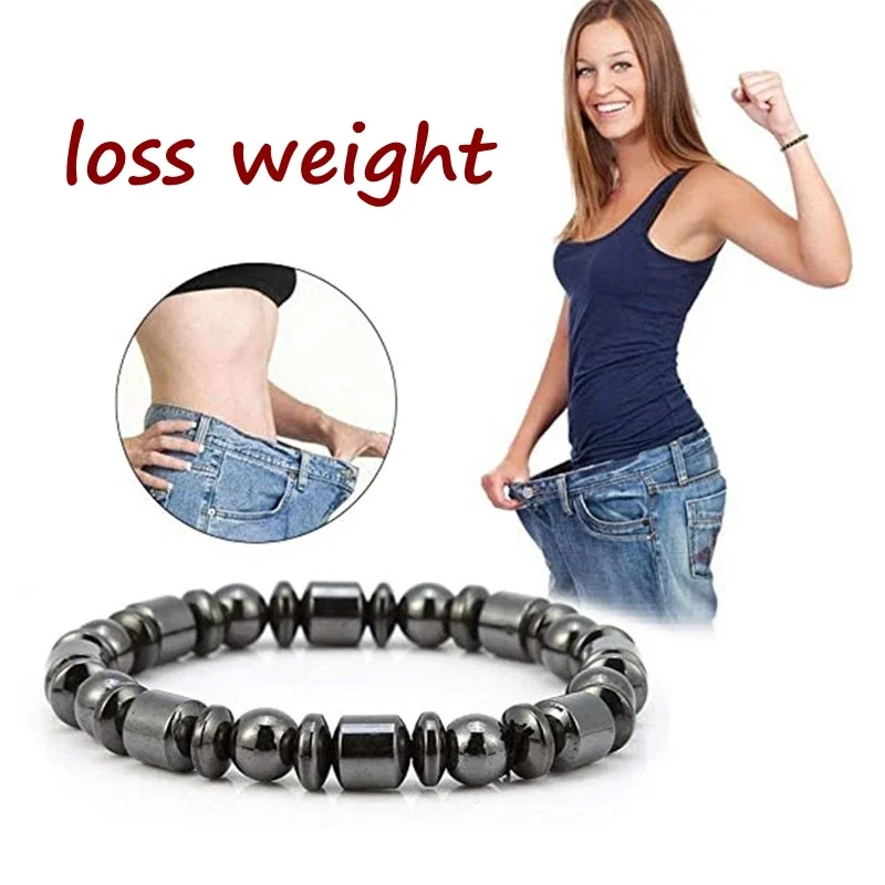 

Unisex Fashion Weight Loss Black Stone Bracelet Beads Burning Fat Magnetic Therapy Slimming Bracelet Body Shaping for Men Women