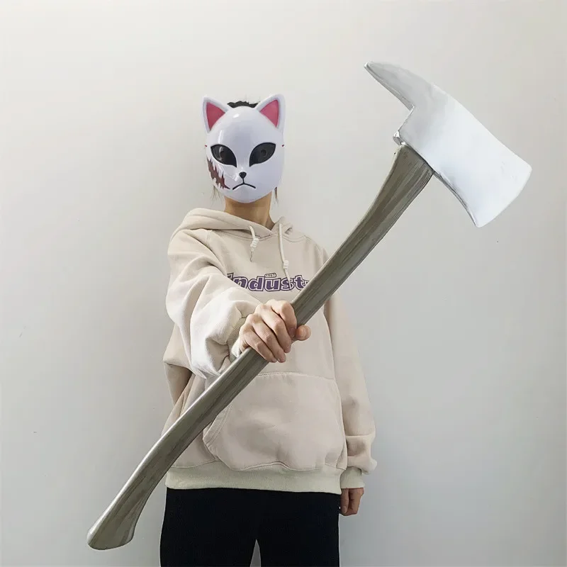 New 1:1 Tool White Axe Cosplay Tomahawk Weapon Scare Props Stage Performance Role Prop Axe Halloween Safety PU Rubber Model Toy