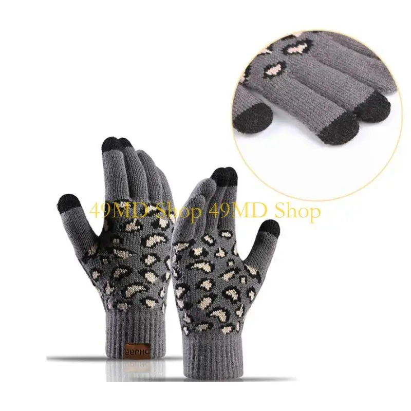 49MD Winter 3Pcs Beanie Hat Gloves Long Scarf for Women Knitted Fleece Lined Warm