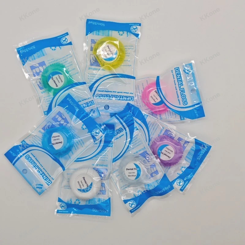 50Pcs Mint Flavor Dental Floss 7 Colors Available Individually Wrapped Oral Cleaning Long-Lasting Freshness