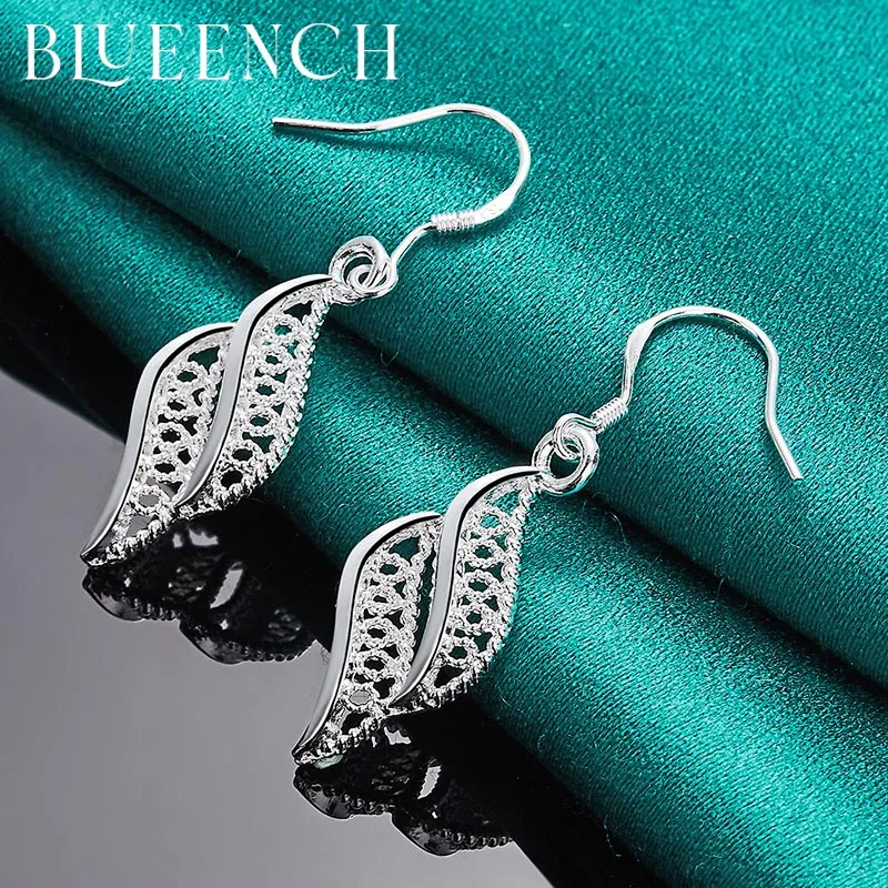 

Bluech 925 Sterling Silver Hollowed-Out Leaf Earrings Are Suitable For Women'S Wedding Party Fashion Charm Jewelry