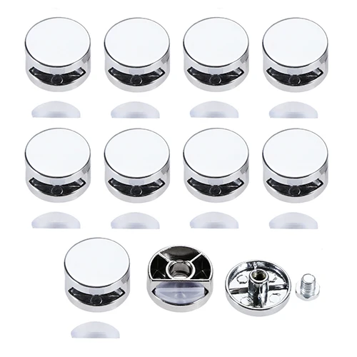 10pcs Round Glass Clips Clamps Mirror Clips Holder for 3-5mm thick mirror,6-7mm thick mirror 22 x 18 mm/27 x 14 mm