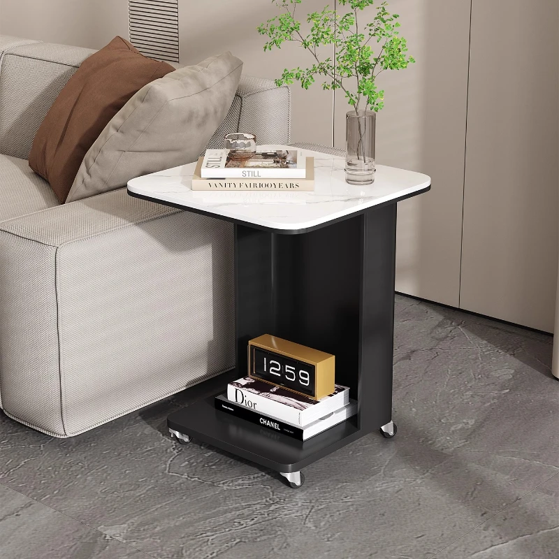 

Italian light luxury sofa side table modern simple living room side table household mobile small coffee table storage trolley