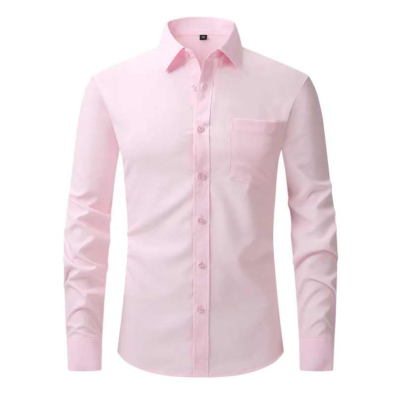 Camisa formal profissional de manga comprida masculina, tops casuais para negócios, LH204