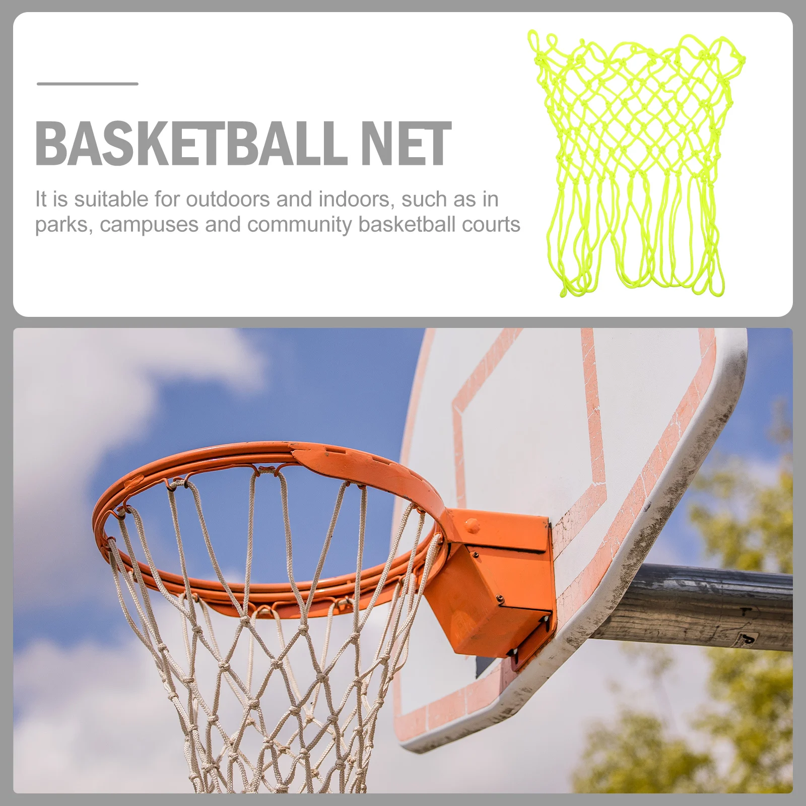 

Fluorescent Basketball Net Thick Tough Nylon Mesh Weather Resistant Outdoor Competition Net Professional Basketball Rim