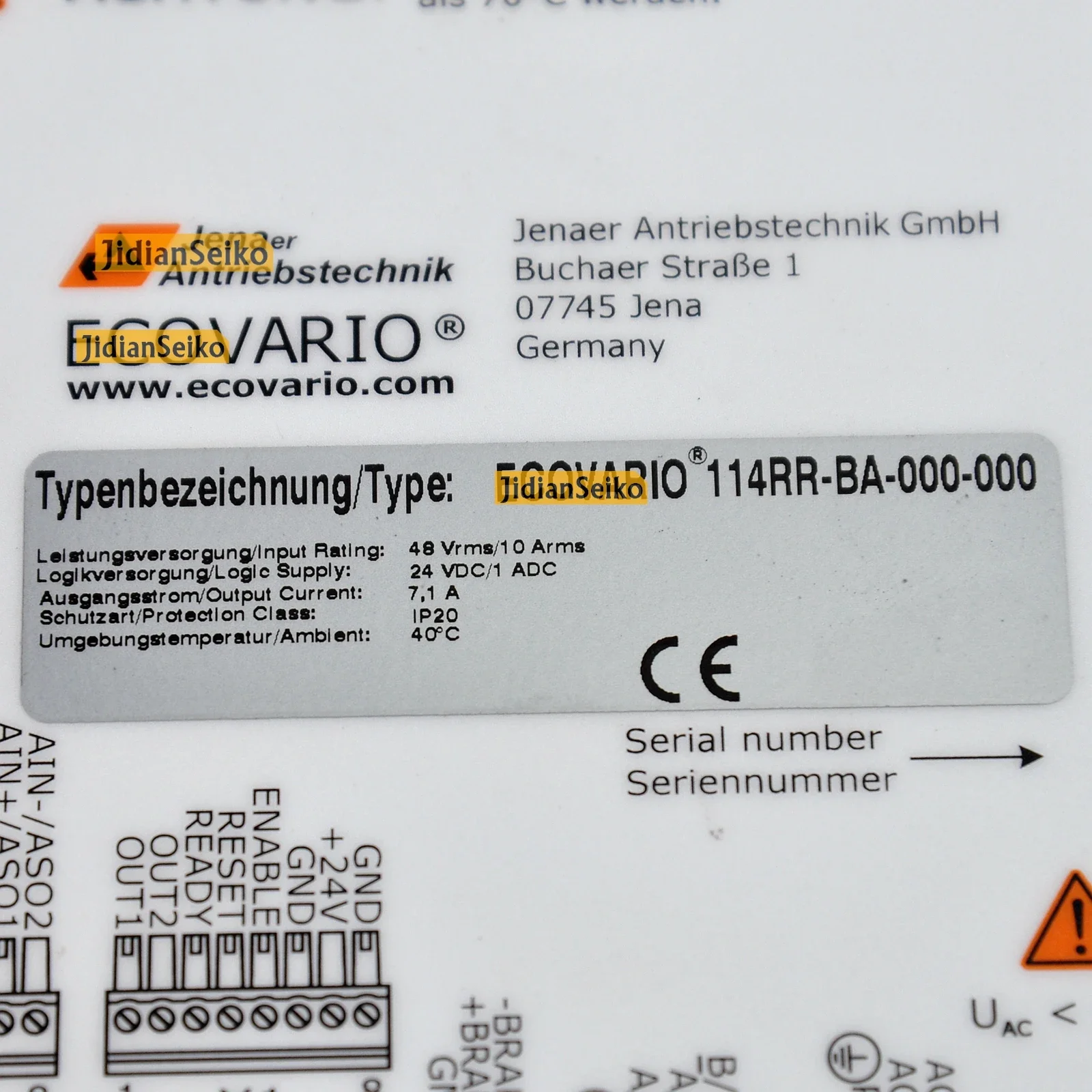 Gebruikte Jenaer Antriebstechnik ECOVARIO 114RR-BA-000-000 Servo Drive Servo Controller