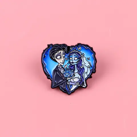 Heart Enamel Pins Horror Movie Brooches Badges for Backpacks Jackets Hats Couple Jewelry Gifts Cosplay Accessories