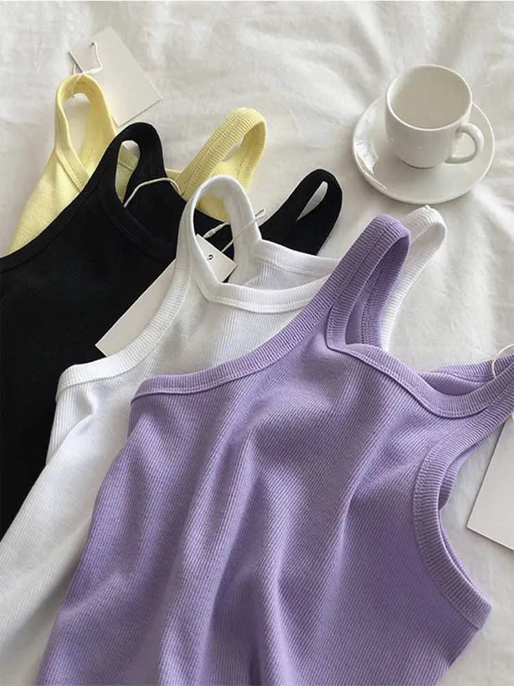 2022 Women Tank Tops Sexy Cropped Top Female Women Summer Camisole Camis Black White Sport Clothes For Women