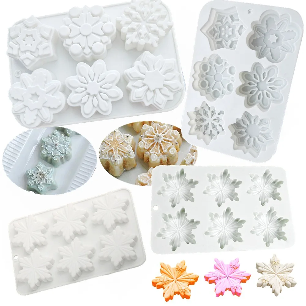 3D Christmas Snowflake Design Mousse Mould DIY Dessert Chocolate Silicone Mold Cake Decorating Tools Kitchen Bakeware