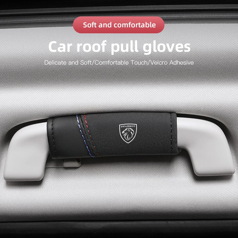 2Pcs Car Suede Leather Roof Handle Protective Cover For Peugeot 208 3008 206 308 307 207 407 508 2008 5008 301 406 408 607 4008