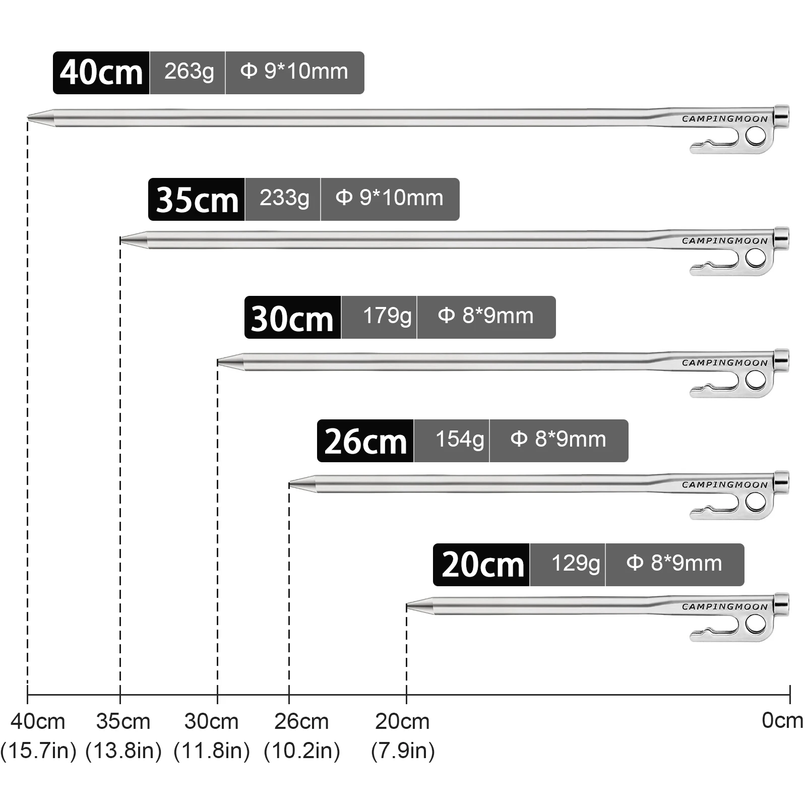6pcs/8pcs 20cm/26cm/30cm/35cm Heavy Duty Steel Tent Stakes Pegs with Hook and Hole Design for Outdoor Camping Tent Canopy