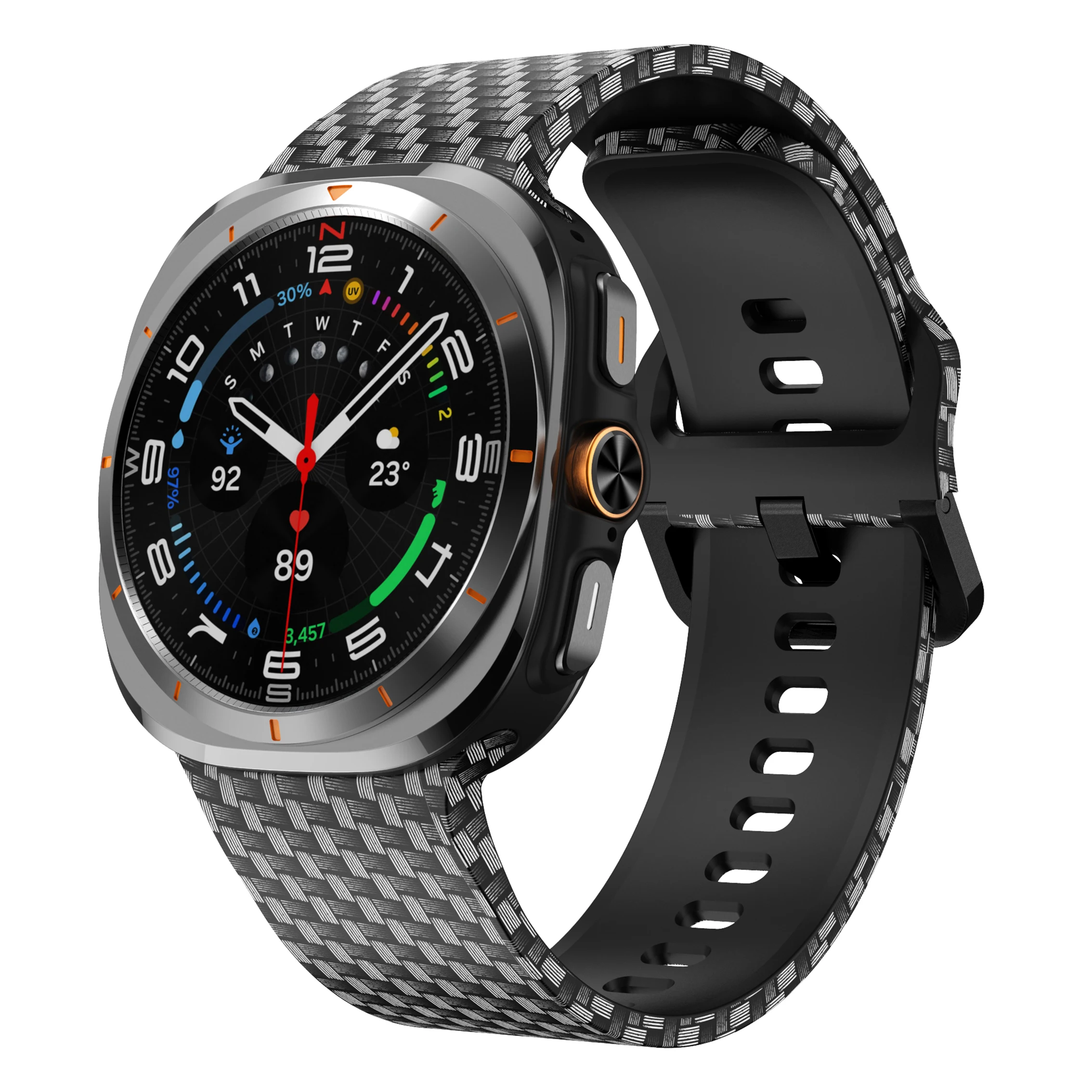 カーボンファイバーパターンのシリコンストラップブレスレット腕時計バンド、Samsung Galaxy Watch8 40mm 44mm 46mm classic用