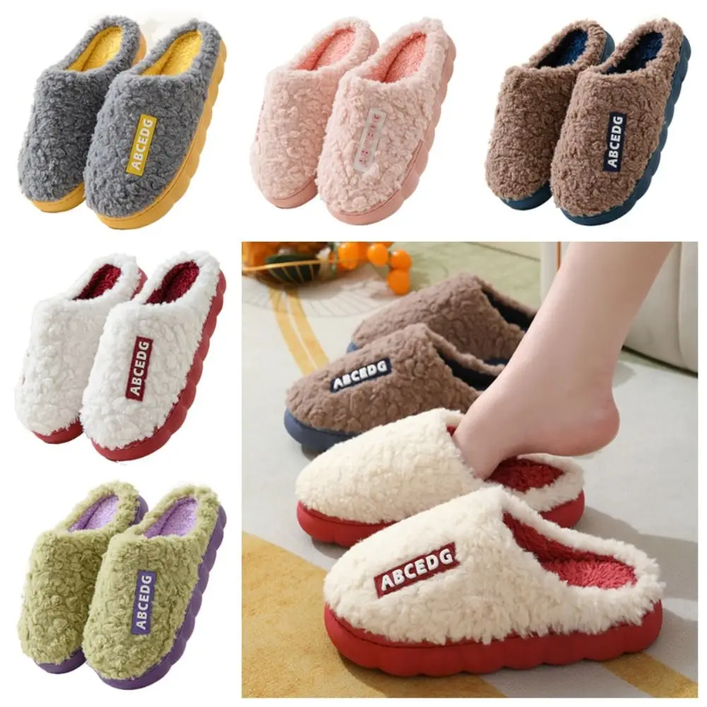 

Лоскутные плюшевые теплые тапочки, нескользящие зимние домашние тапочки на толстой подошве, пушистая домашняя одежда, мягкие домашние тапочки для спальни